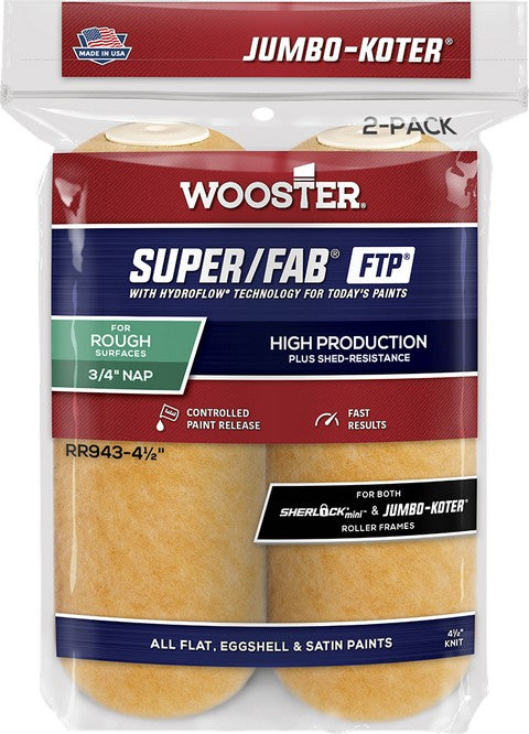 Wooster Super/Fab FTP Jumbo-Koter Roller Cover 2 Pack