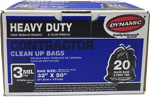 Dynamic Black Heavy Duty Contractor Trash Bags 20 Pack