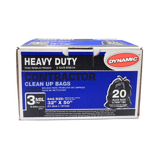 Dynamic Black Heavy Duty Contractor Trash Bags 20 Pack