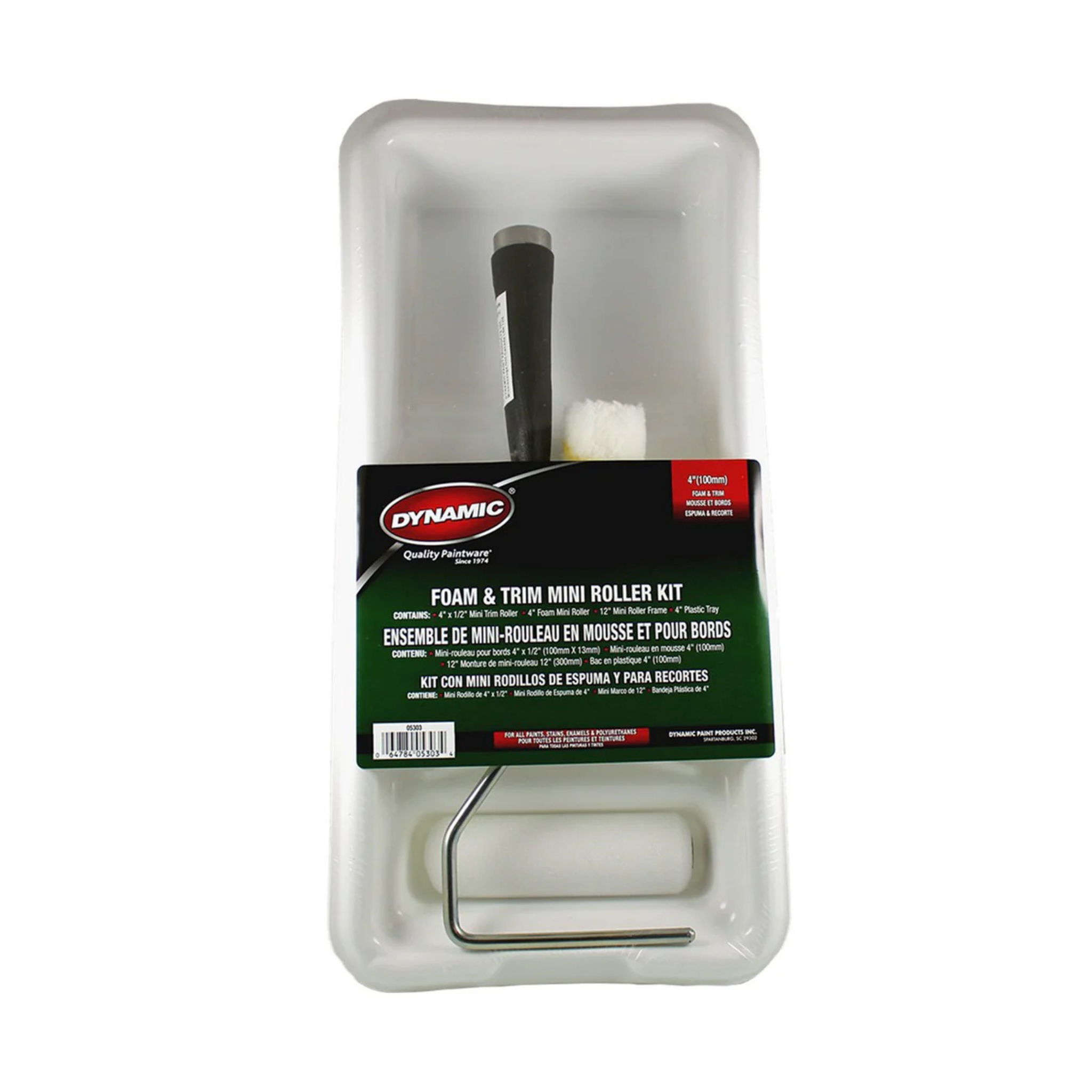 Dynamic Foam & Yellow Stripe Mini Roller Tray Kit