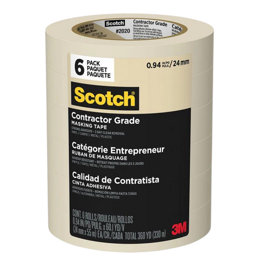 3M Scotch Contractor Grade Masking Tape .94" x 60.1yd (24mm