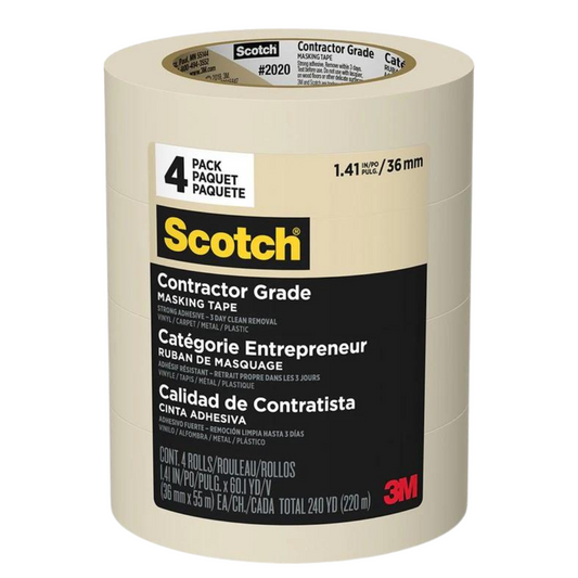 3M Scotch Contractor Grade Masking Tape 1.41" x 60.1yd (36mm)