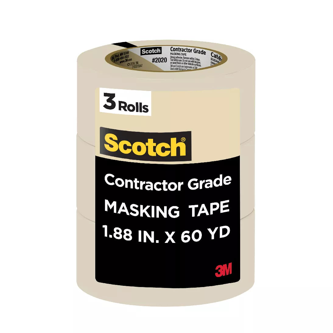 3M Scotch Contractor Grade Masking Tape 1.88" x 60.1yd (36mm)